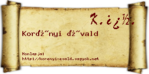Korényi Évald névjegykártya